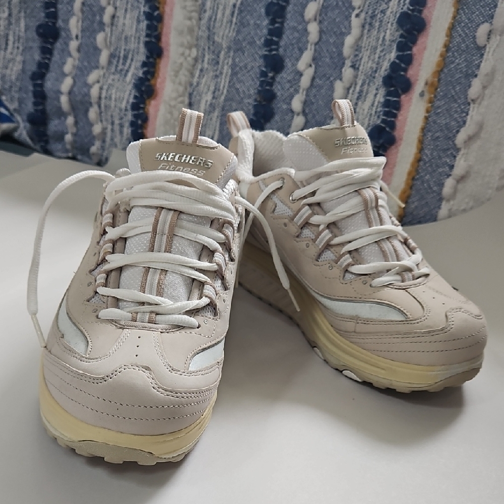 Skechers Women's Cream and White Sneakers